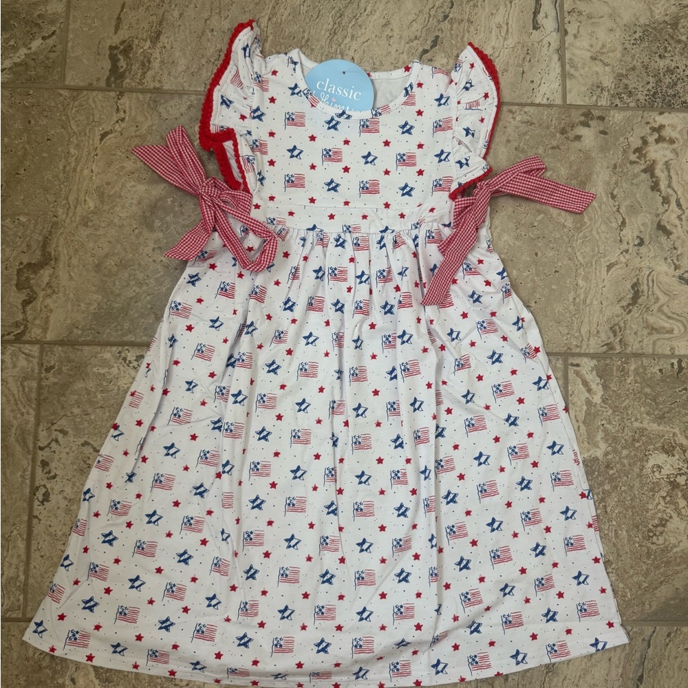 NWT Size 8 Classic Whimsy Flag Print Avery Dress
